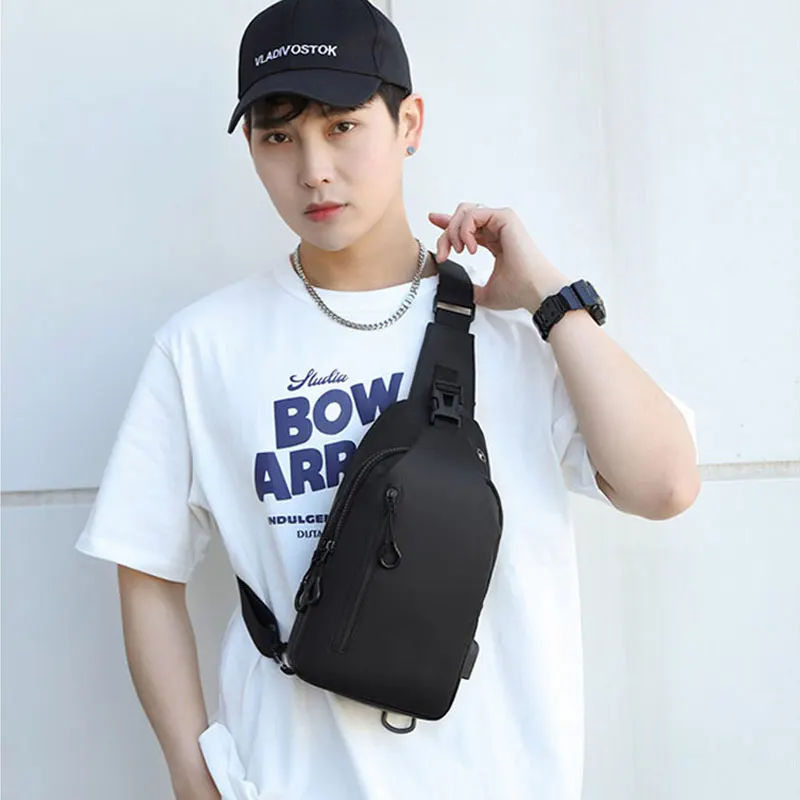 fashion new solid colour chest bag outdoor casual large capacity internet celebrity texture shoulder bag Korean style simple bag