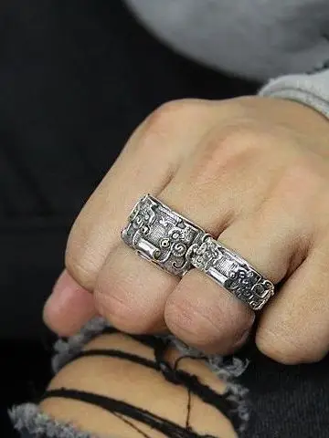 Retro Weier Tai Tai Ring 925 Silver Unisex Open Dragon Pattern Finger Ring Fashionable Jewelry for Men And Women