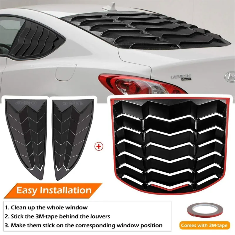 

(Matte Black) Rear+Side Window Louver Fits for Hyundai Genesis Coupe 2010 - 2016 Custom Fit Windshield Sun S