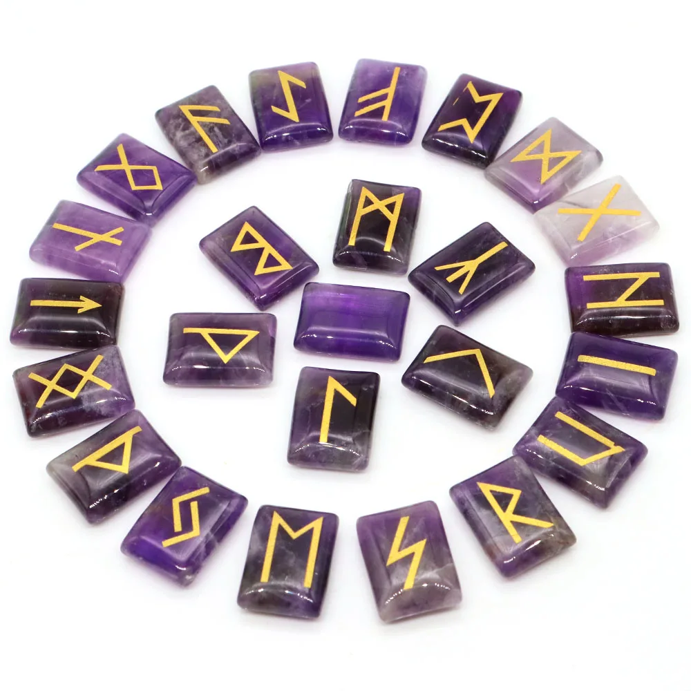 25pcs/lot Natural Rune Set Divination Crystal Agate Fortune-telling Heaven Book Stone Energy Reiki Healing Chakra Specimen Decor