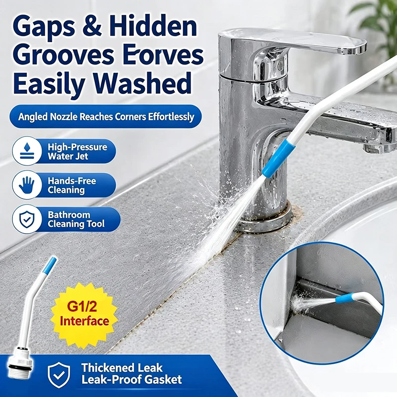 2Pcs High Pressure Cleaning Nozzle,Elongated Curved Shower Sprayer For Toilet Gap Floor Drain Deep Stain Washing,1/2'' Interface