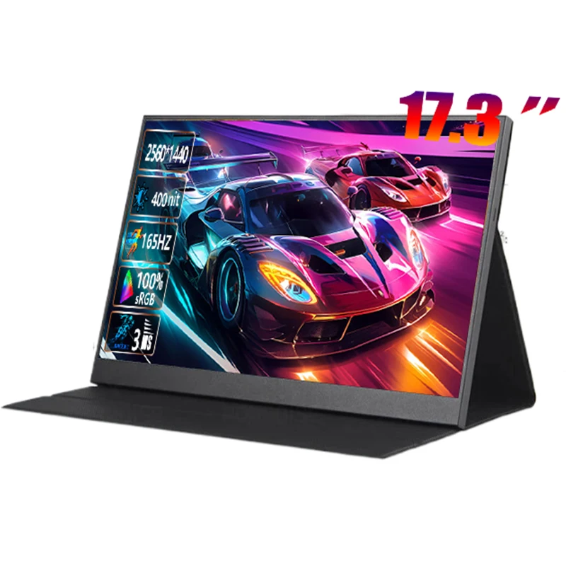 17.3 Inch 2K 165Hz Portable Monitor HDR 100%sRGB Dual Speaker Display Game Screen For PC Laptop Mac Phone Xbox PS4/PS5 Switch