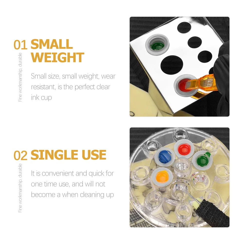 

100Pcs Wear-Resistant Silicone Ink Cups Thickened Transparent Pigment Holders for Tattooing Portable Compact Ink Containers