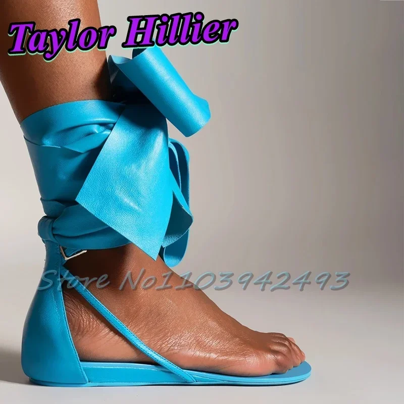 

Blue Satin Heeled Sandals Knot Heels Women Solid Luxury Designer Shoes Summer Square Heel Sandalias De Mujer Bow Black Purple