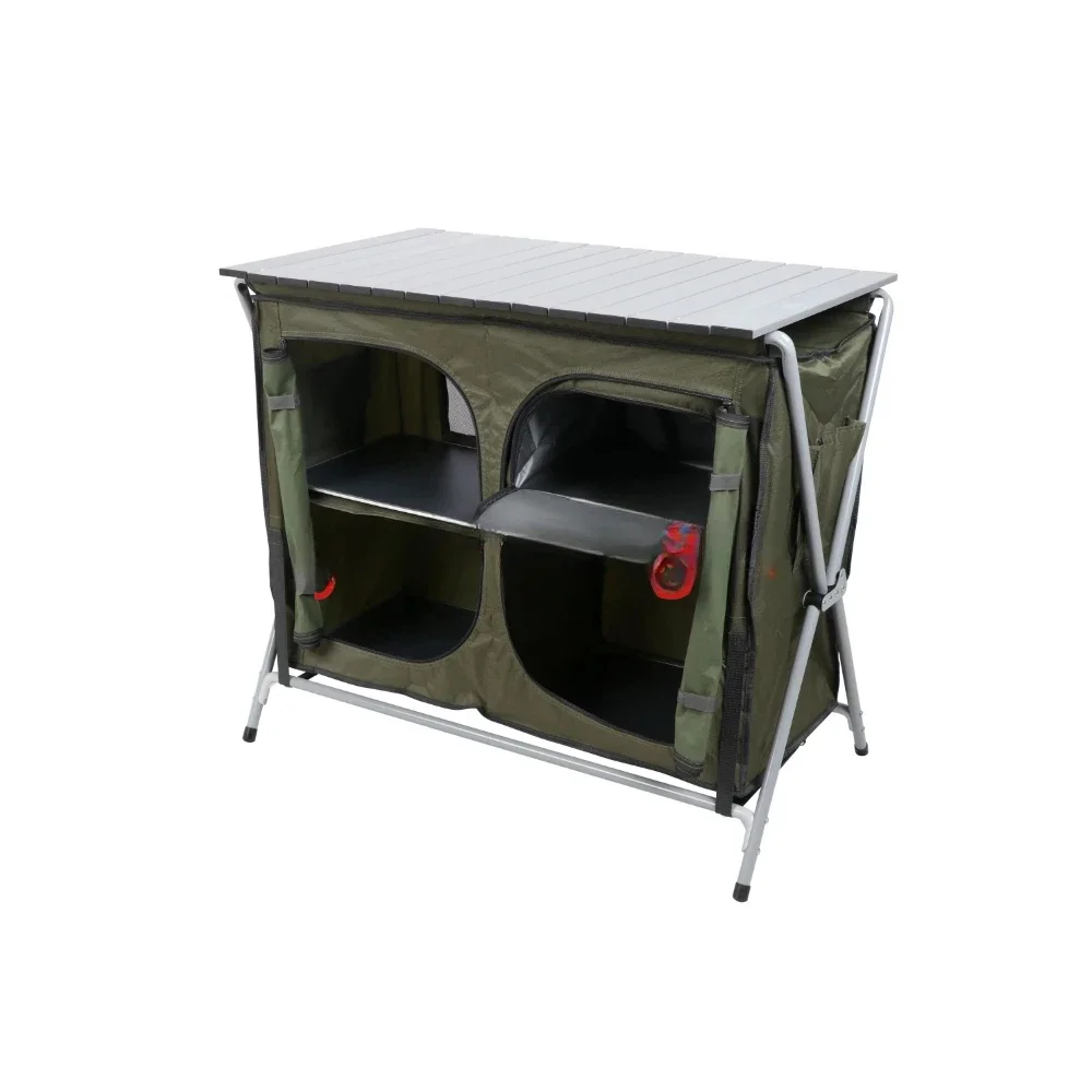 

Outdoor Table Quick and Easy To Assemble Two-shelf Deluxe Cupboard Lets a Durable Aluminum Roll-top Gray,Double Camping