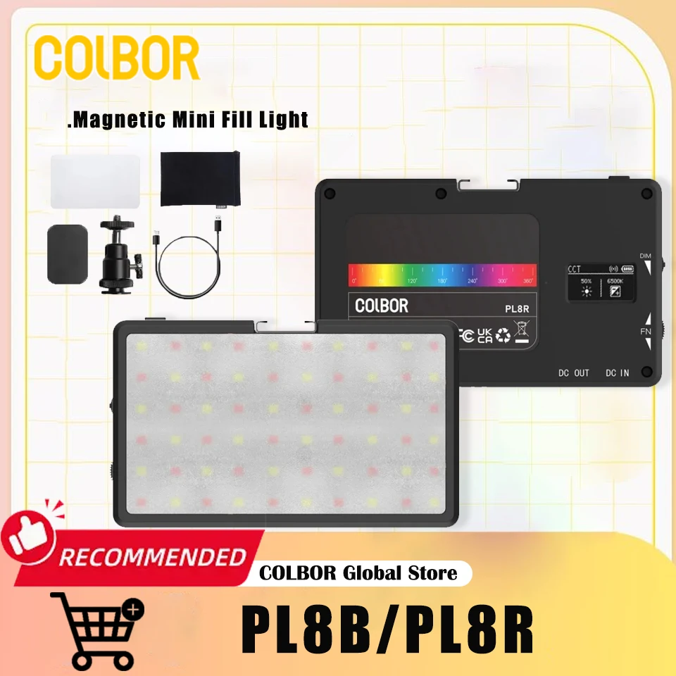 

COLBOR PL8R RGB Полноцветный светодиодный светильник для видеомагнитный мини-заполняющий светильник для видеосъемки с дисплеем Мини-камера RGB Свет для смартфона