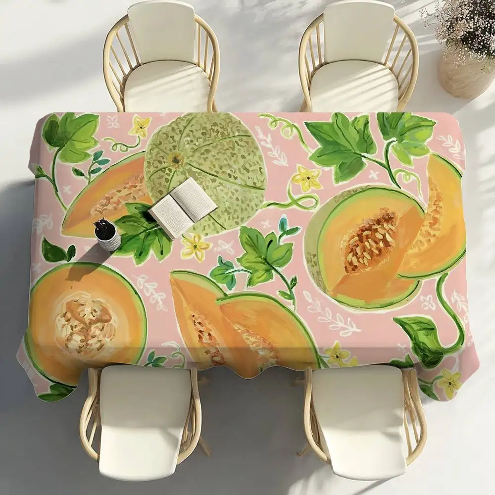 

Cantaloupe Fruit Table Cloth Party Decor Dining Room Home Kitchen Patios Waterproof Stain-Proof Table Cloth