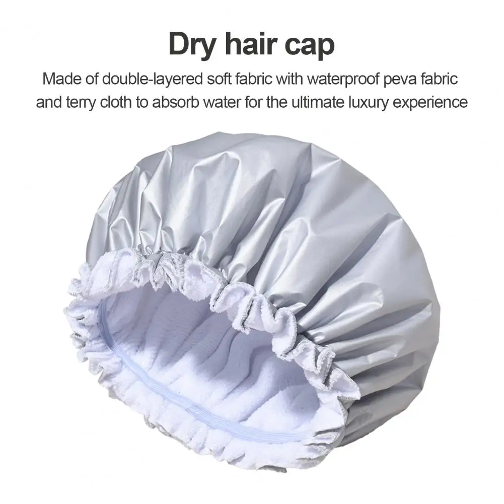 Women Bath Hat Washable Hair Cap Waterproof Shower Cap with High Elasticity Band for Women Lightweight Reusable Hair Drying Cap