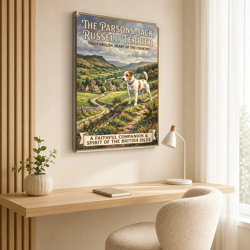 Parsons Jack Russell Terrier in English Countryside Canvas Poster Customized Modern Aesthetic Canvas Wall Art for Office Decor