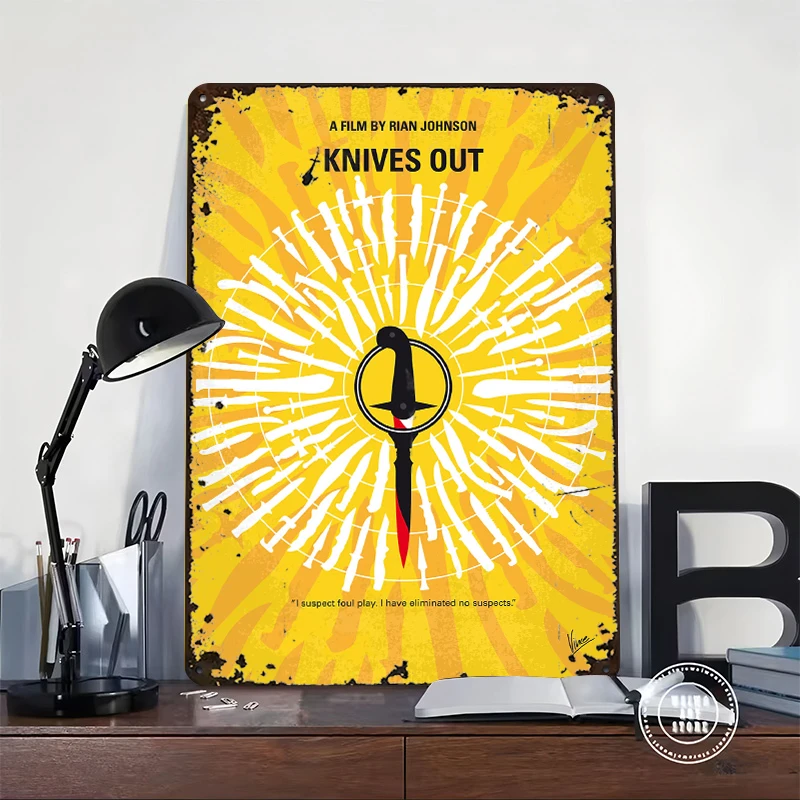 No1155 My Knives Out 3D Texture Printed Poster Customized Wall Art Vintage Metal Tin Signs for Decor Room Decoration Gaming Home