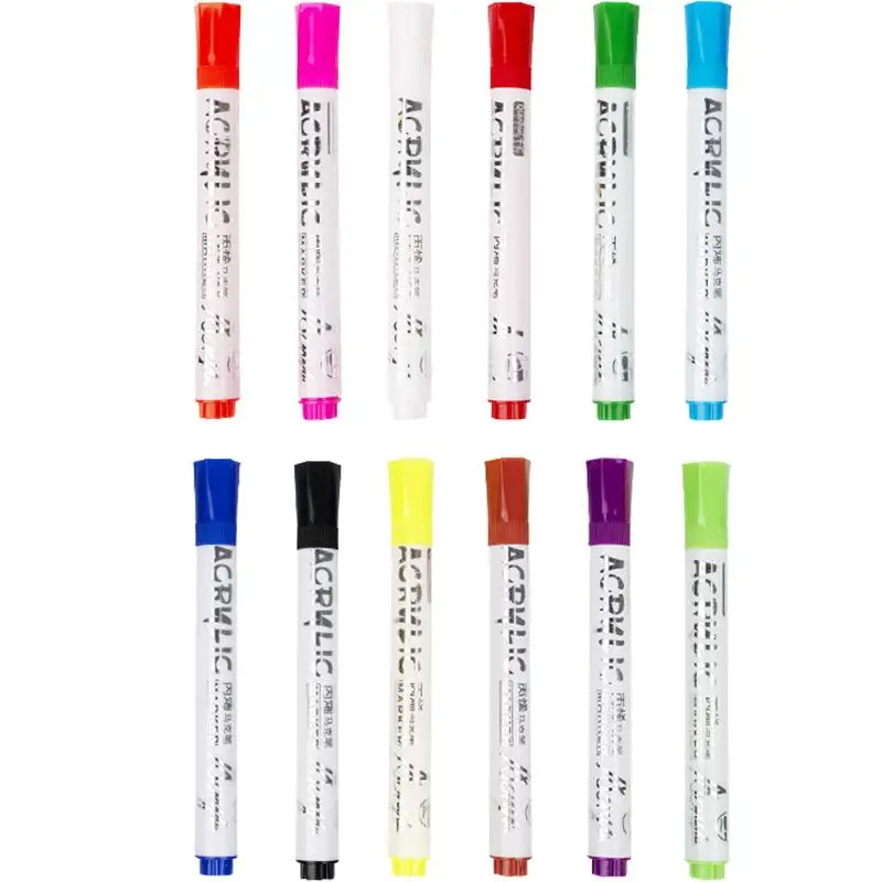 

Acrylic Paint Markers Waterproof 12 Colors Paint Marker Pen Set Metal Wood Fabric Rock Painting Pen For Stone Mugs Canvas Glass