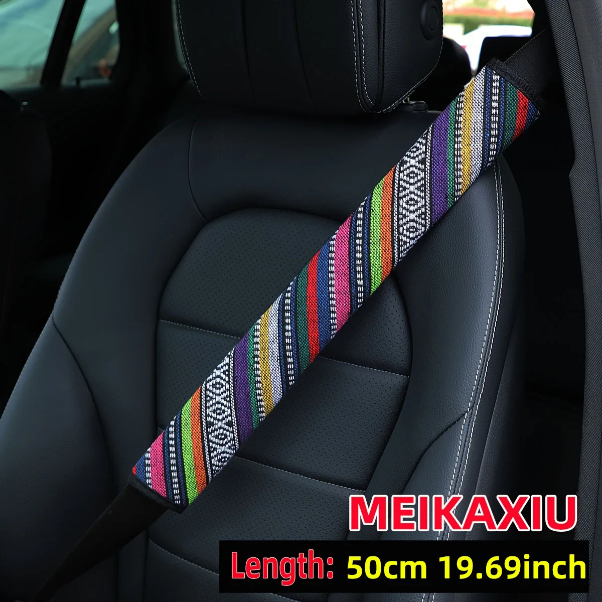 1 Stück Bestickter Atmungsaktiver Auto-Sicherheitsgurt-Schulterpolster 50cm 16,7 Zoll Auto-Innenausstattung Schwarz – Detail 7