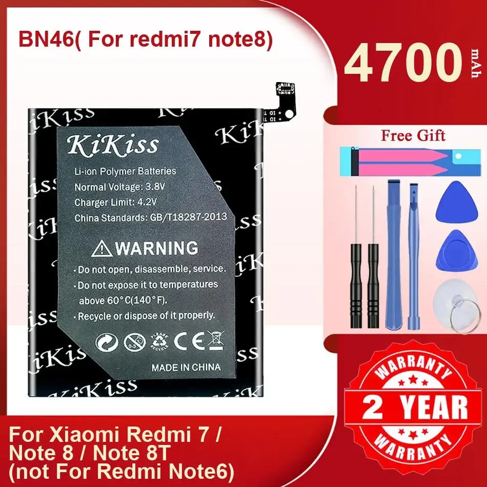 KiKiss Battery For Xiaomi Redmi 7 Note 8/8T Note8 Note8T (not For Redmi Note6),BN46( For redmi7 note8),4700mAh