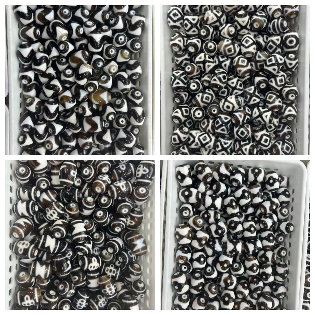 10pcs/lot 13*18mm black white Dalo agate Dzi beads tortoiseshell tiger tooth panda three-eyed Five-eyed lightning loose beads