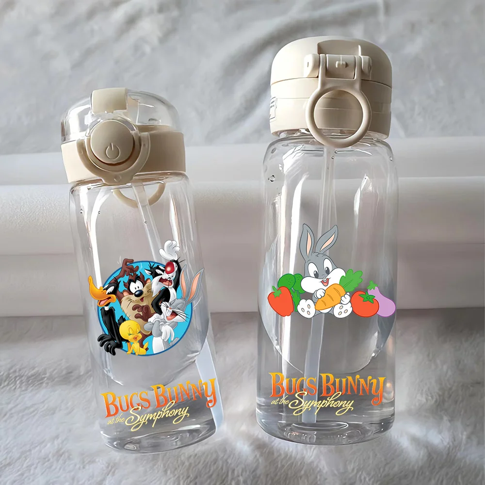 Bugs Bunny 400ML/600ML Anime Portable Sports Cup PC Safety Straw Cup Outdoor Camping Children Gift Daffy Duck Tweety Bird Bottle