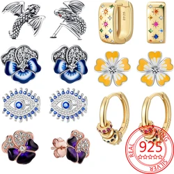 Spelserie 925 Puur Zilveren Rode Ogen Zirkoon Vliegende Draak & Dragon Schaal & Ster Maan Oorbellen Feest Sieraden Accessoires