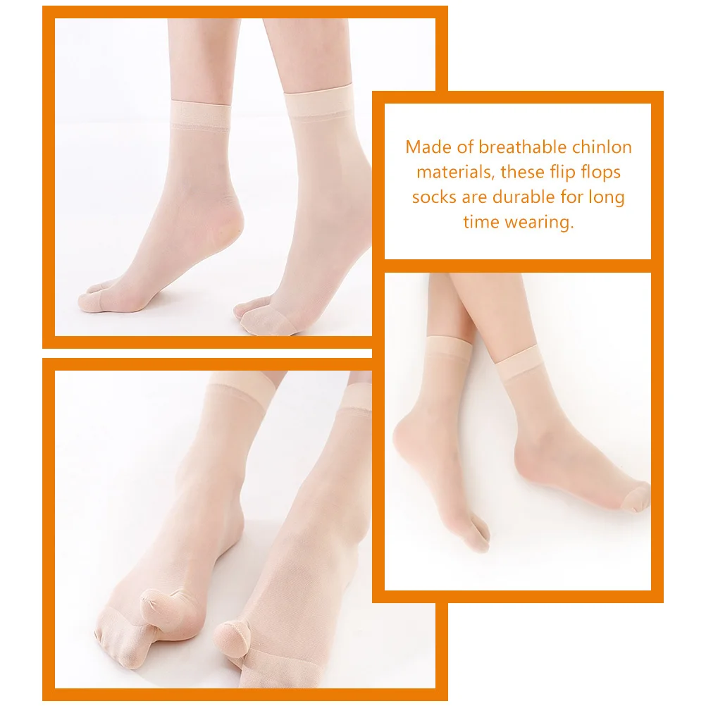 

5 Pairs Toe Separated Socks Fingers Split Breathable Chinlon Stockings Ankle Men Women Short Silk Two-toe Socks Wood Sandal Thin