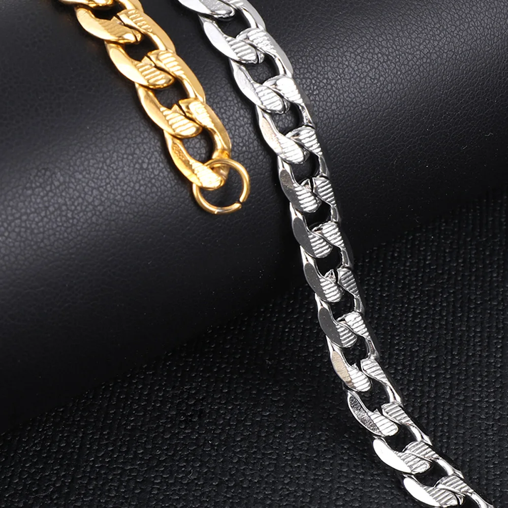 LUXUKISSKIDS Kpop Link Chains For Man Woman Curb Cuban 6/8MM Solid Colar Basic Gothic Necklaces Punk Stainless Steel Accessories