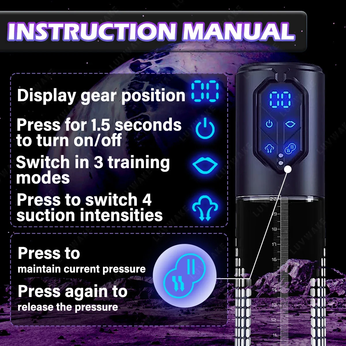 IPX7 مقاوم للماء فراغ مص مضخة القضيب الكهربائية الهواء المياه القضيب موسع ديك التدريب التلقائي ذكر الاستمناء لعبة الجنس الرجال #3