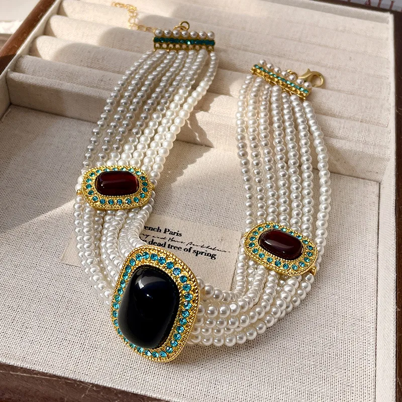 Luxury Temperament Geometry Simulated Pearl Necklace For Women Wedding Gifts Delicate Design Accessories
