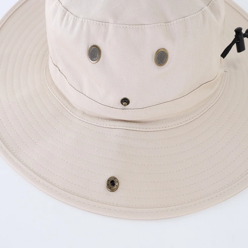 Connectyle-sombrero de ala ancha para hombre y mujer, gorro de Safari de algodón, ajustable, transpirable, con correa, protección UV, para exteriores