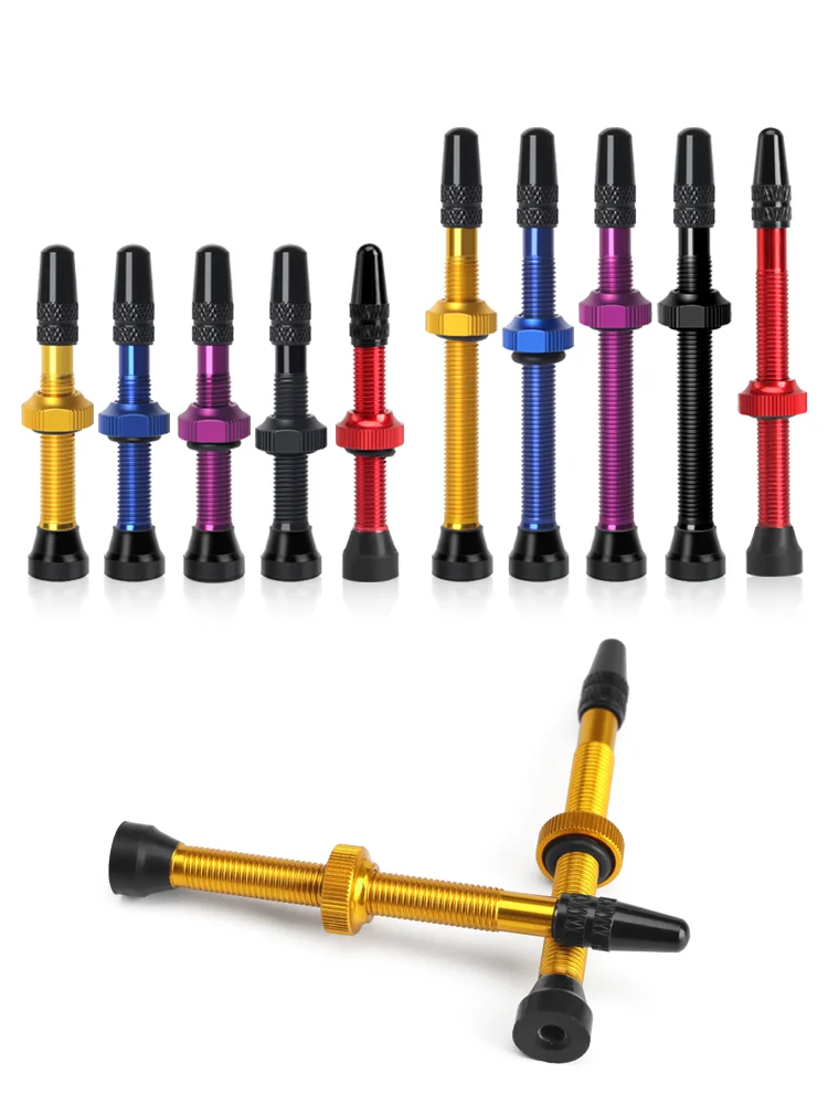 2 pièces de valves à air sans chambre à air pour vélo, en alliage d'aluminium ultraléger, tétines Presta pour vélo, valve à air amovible avec outil de retrait du noyau