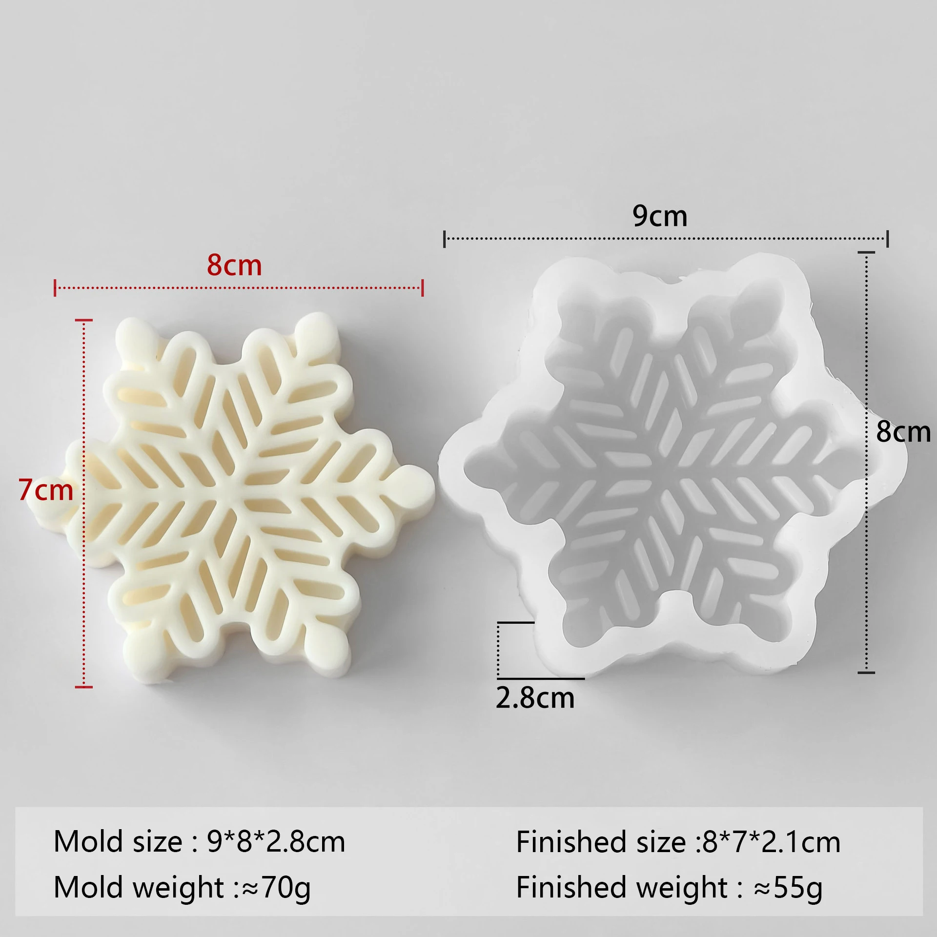 Schneeflocken-Kerzenform aus Silikon DIY Weihnachtsseife Wachsschmelzform Aromastein-Deko Handgemachtes Bastelgeschenk Heimdekoration Feiertagsornament – Detail 9