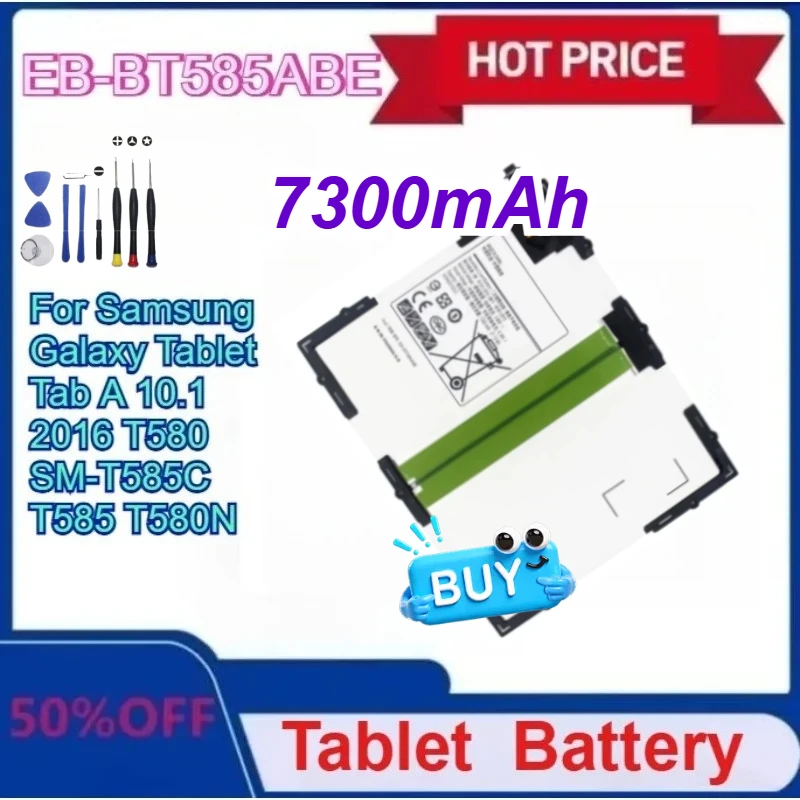 

Upgraded Tablet EB-BT585ABE 7300mAh Battery for Samsung Galaxy Tablet Tab A 10.1 2016 T585 SM-T585C T580 T580N with tool
