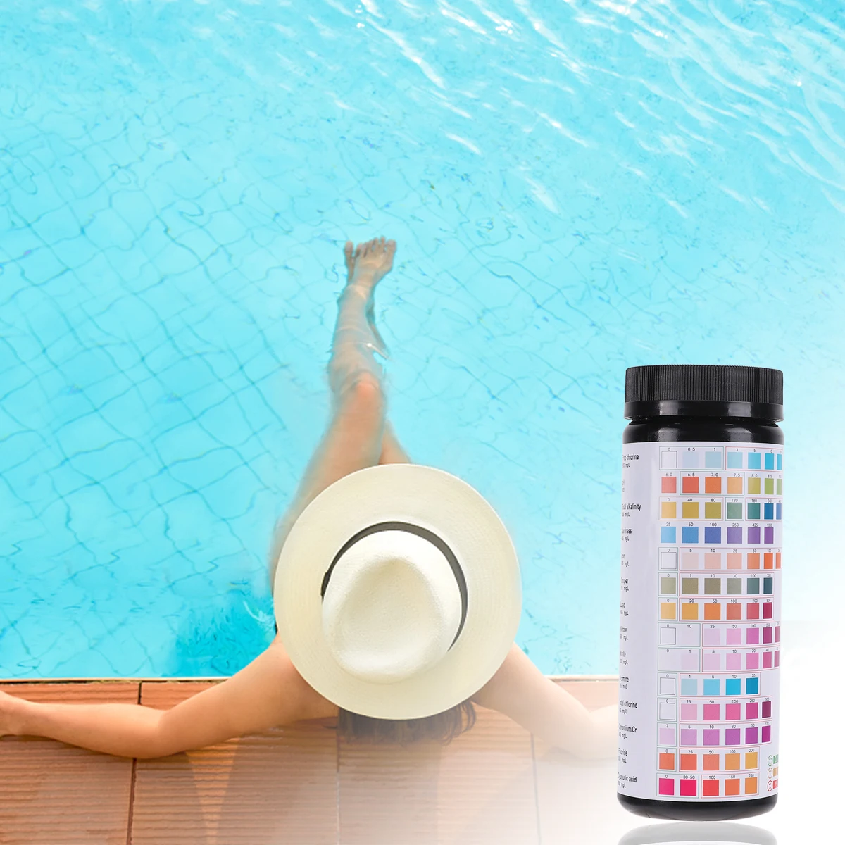 

50 Pcs Water Quality Testing Paper PH Test Strip for Hot Tub Aquarium Monitoring Portable Size Storage Bottle Included