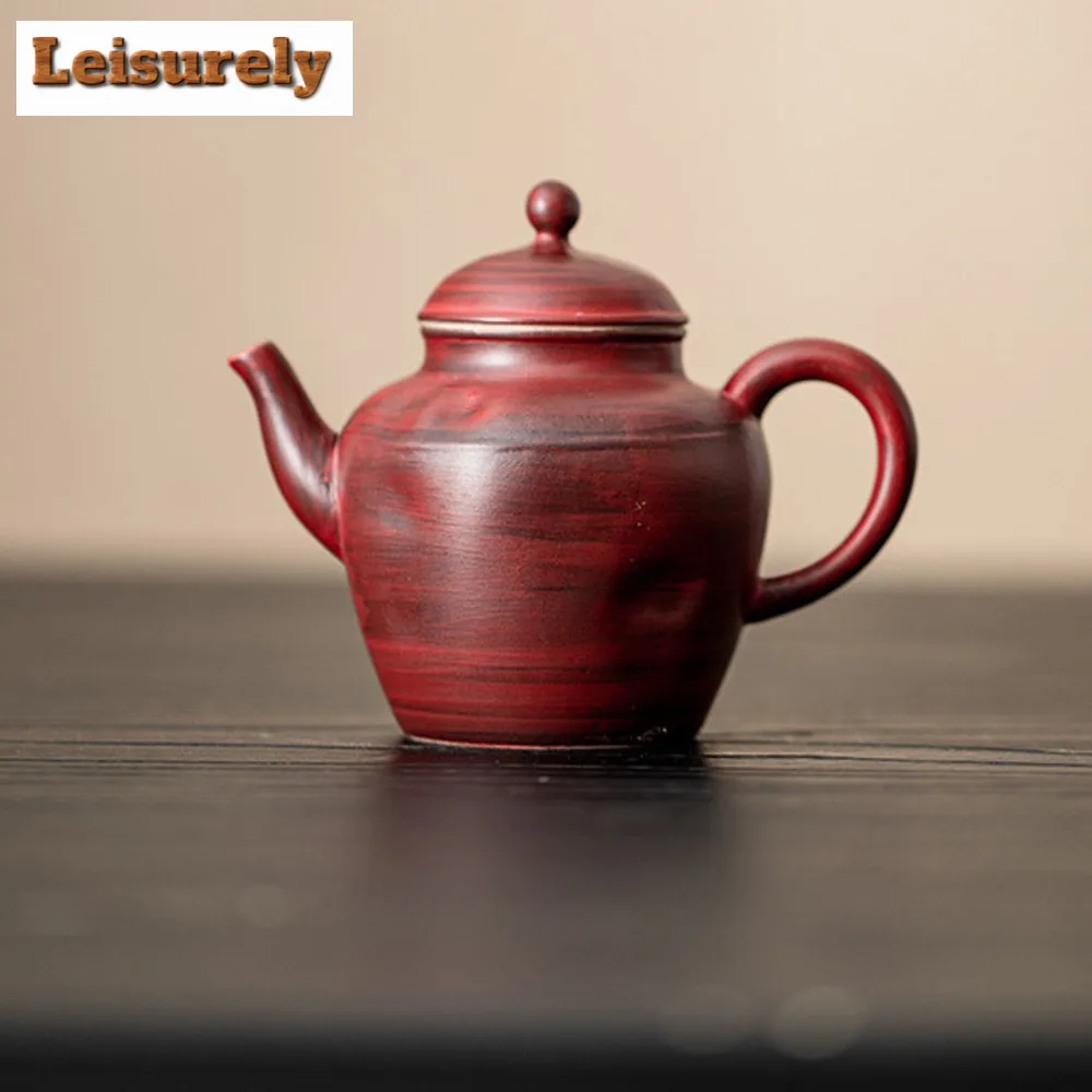 150ml Handmade Fenyin Yin Hawthorn Red Teapot Ancient Pot Household Tea Making Kettle with Infuser Dahongpao Tea Services Craft