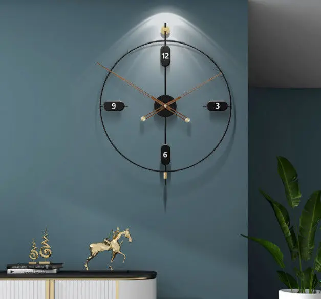 &c 62X50cm Large Metallic Wall Art Clock Customized Home Decor Decoration Watch Living Bedroom Hallway Dropshiping DDP ROHS WEEE