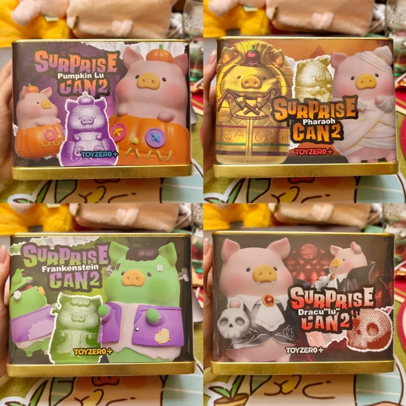 Lulu The Piggy Halluween Surpries CAN2 Series Piggy Action Figure Surprise Bag Cute Flocking Doll Anime Figure Decor Model Toys