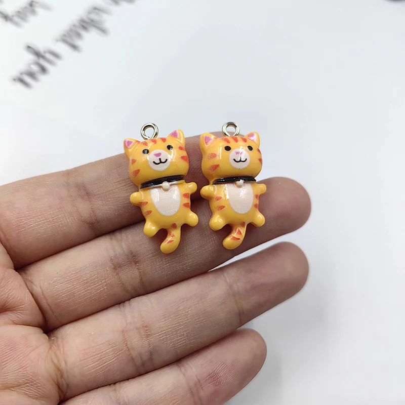 10pcs New Cute Animals Blue Cat Resin Charms Flatback for Earring Keychain Small Cartoon Pendant Jewelry Findings Making C295