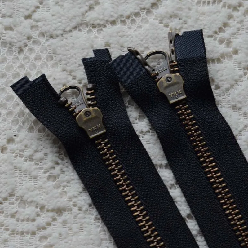 5# 75cm 80cm Vintage YKK Metal Zipper Black Bronze Double Open End Two-way Fastener Jacket Sewing Accessory Wholesale