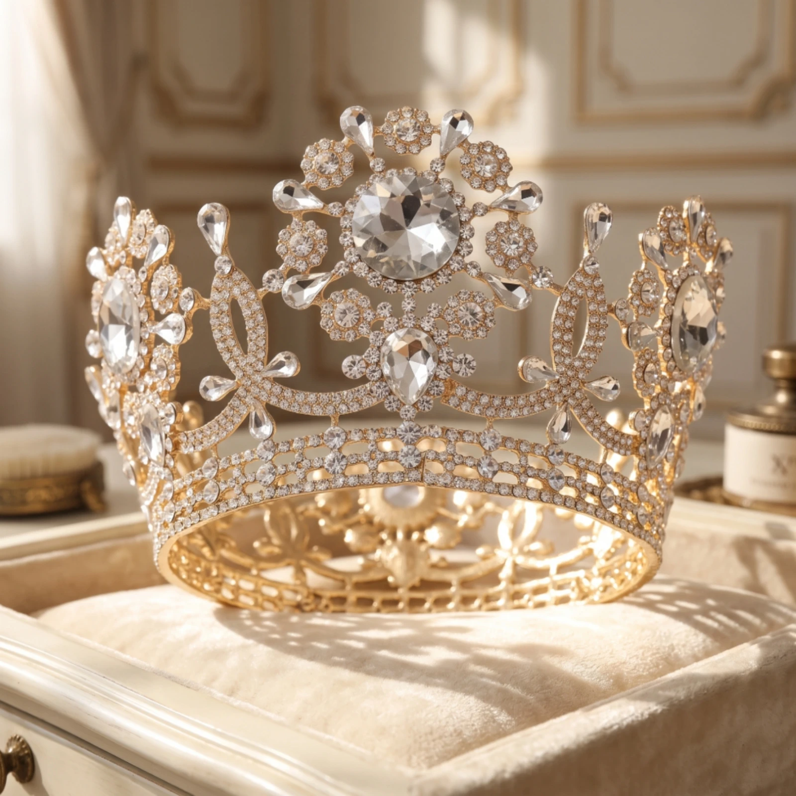 Bridal Crown Elegant Bridal Tiara Headpiece Glittering Hair Jewelry Openwork for Brides, Weddings, Pageants view 2