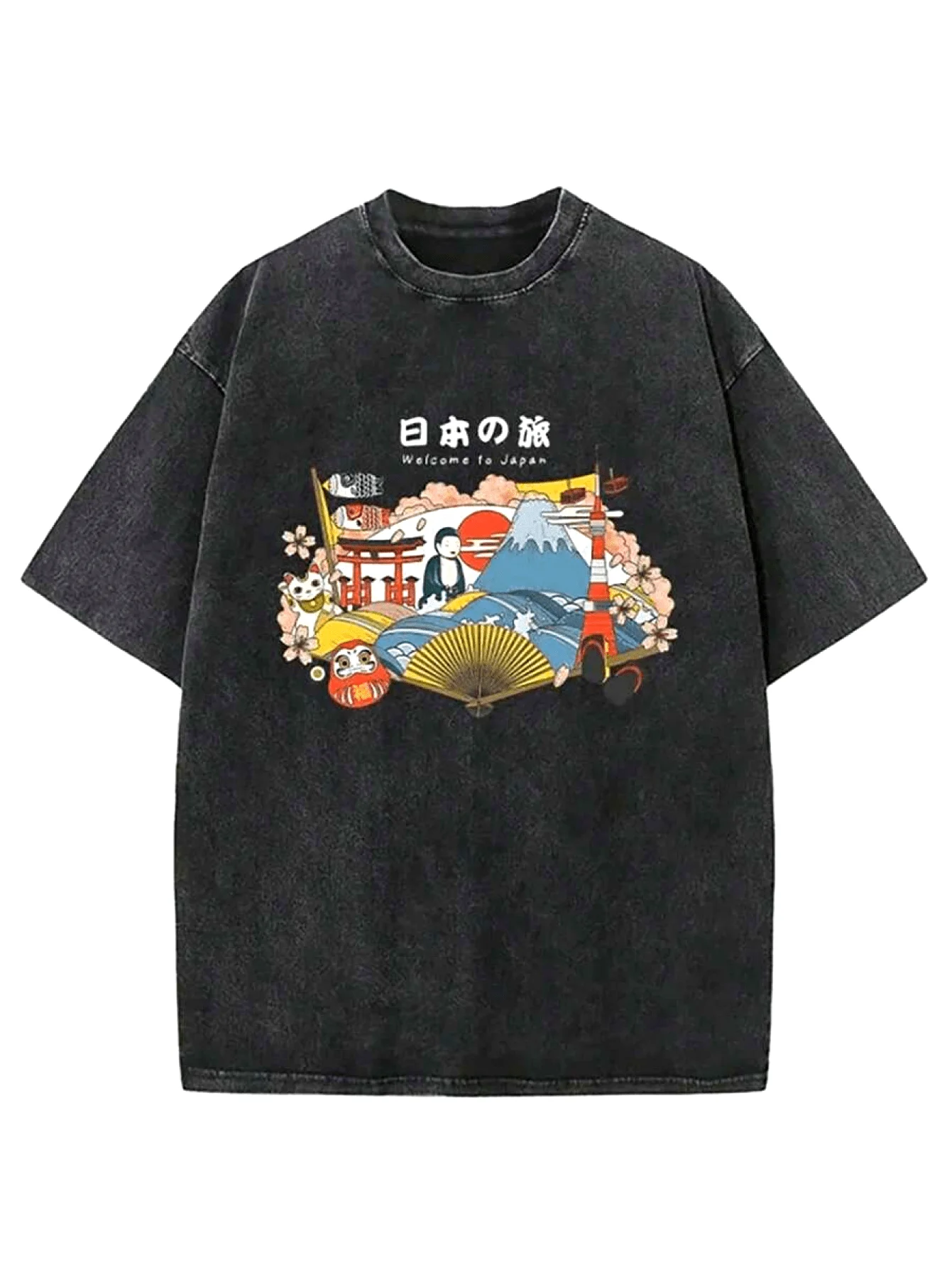 Camiseta Lavada con Estampados de Escenas de Cómics Callejeros, Hecha con Tecnología de Impresión en Cera de Alta Calidad, Perfecta para un Estilo Retro Esta camiseta de verano es ligeramente más gruesa, lo que la convierte en perfecta como regalo navideño.