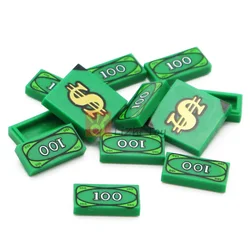 Cash Dollar Bill City Money Brick Tile 2x2 1x2 DIY Accessories MOC Building Blocks 3068 Compatible with 3069 Printing Toys