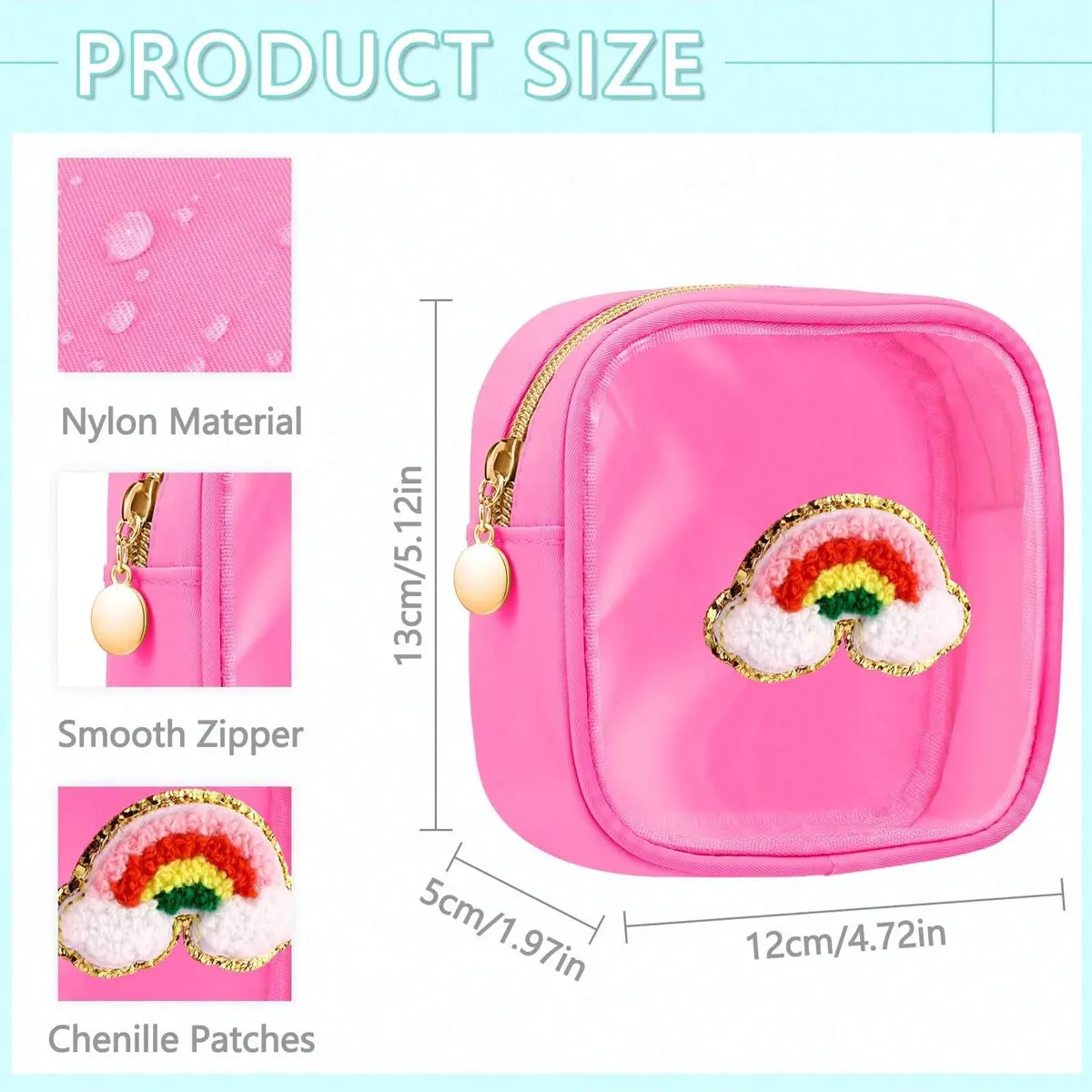 6 قطع/مجموعة حقيبة مكياج Preppy - حقيبة أدوات الزينة للسفر الشفافة مع سحاب، حقيبة مستحضرات تجميل من النايلون، هدايا مربعة صغيرة للنساء/ #2