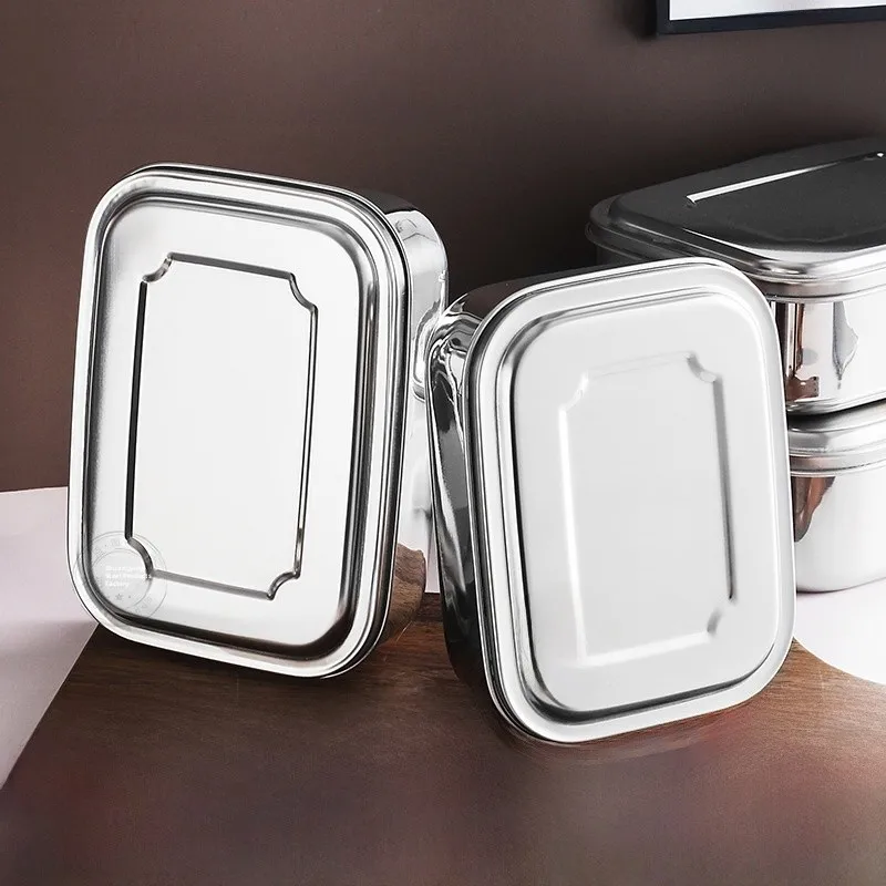 

Large Stainl Steel 304 Rectangular Tee ids Lunch Box Japanese Bento Box Fren Preservation Box Picnic Dining Utensils
