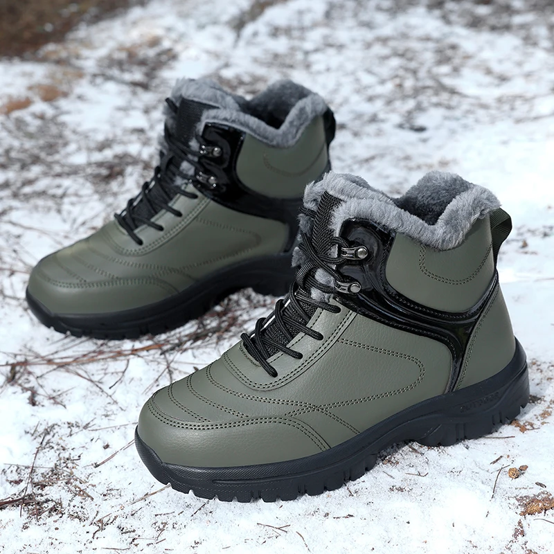 New Men Women Snow Boots Winter Shoes Sneakers CasualResistant Outdoor  Warm Wear Hiking Thickened Non Slip High Quality Leather