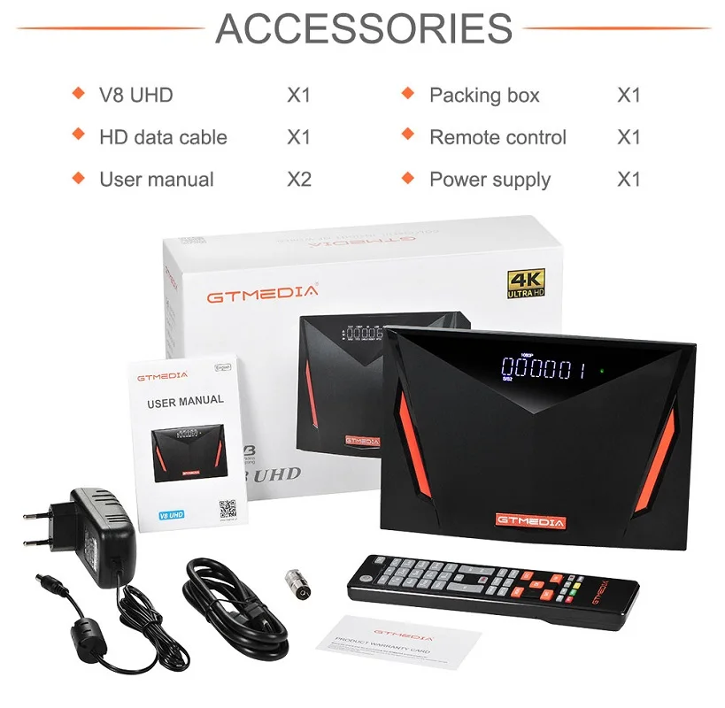 GTMEDIA V8 UHD استقبال الأقمار الصناعية 4K Ultra HD المدمج في WIFI DVB-S2 T2 كابل موالف H.265 دعم M3U CCAM OSCAM مشغل الوسائط