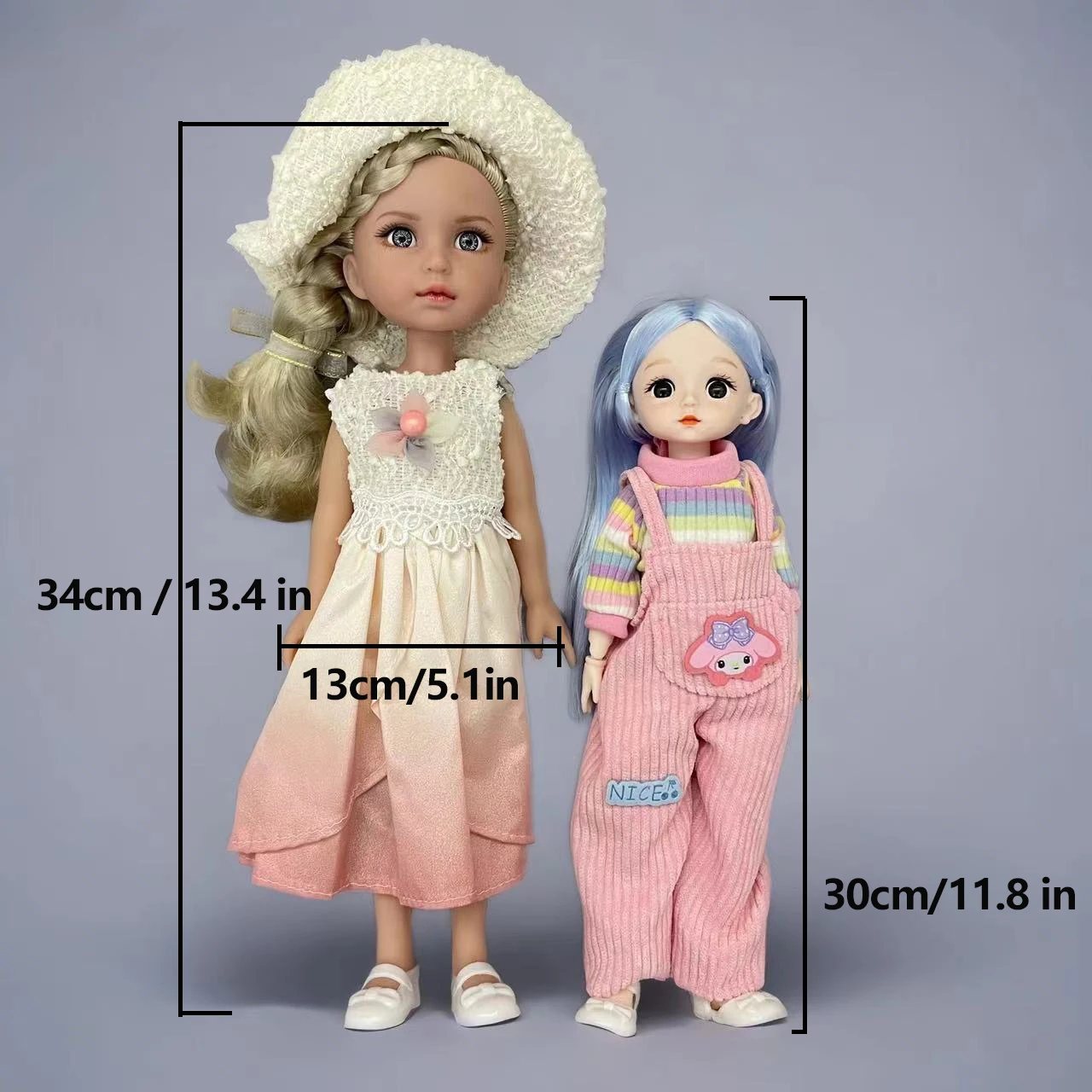 Girl\'s Full Vinyl Princess Doll with Clothes, Cute Madeup Doll, DIY Toys for Girl, Friend Gift, 14 Inch, 34cm, 1/6 BJD