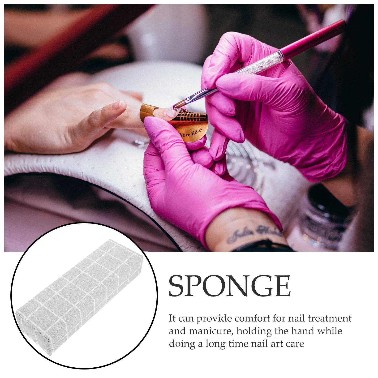 

Manicure Hand Pillow Comfortable Stylish Ergonomic Design Sponge Material Professional Nail Art Accessory Home Salon