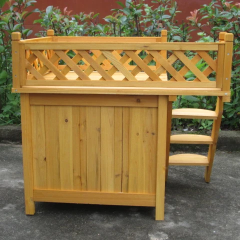 Natural Small Wood Wooden Pet House for Cats and Dogs Balcony Furniture