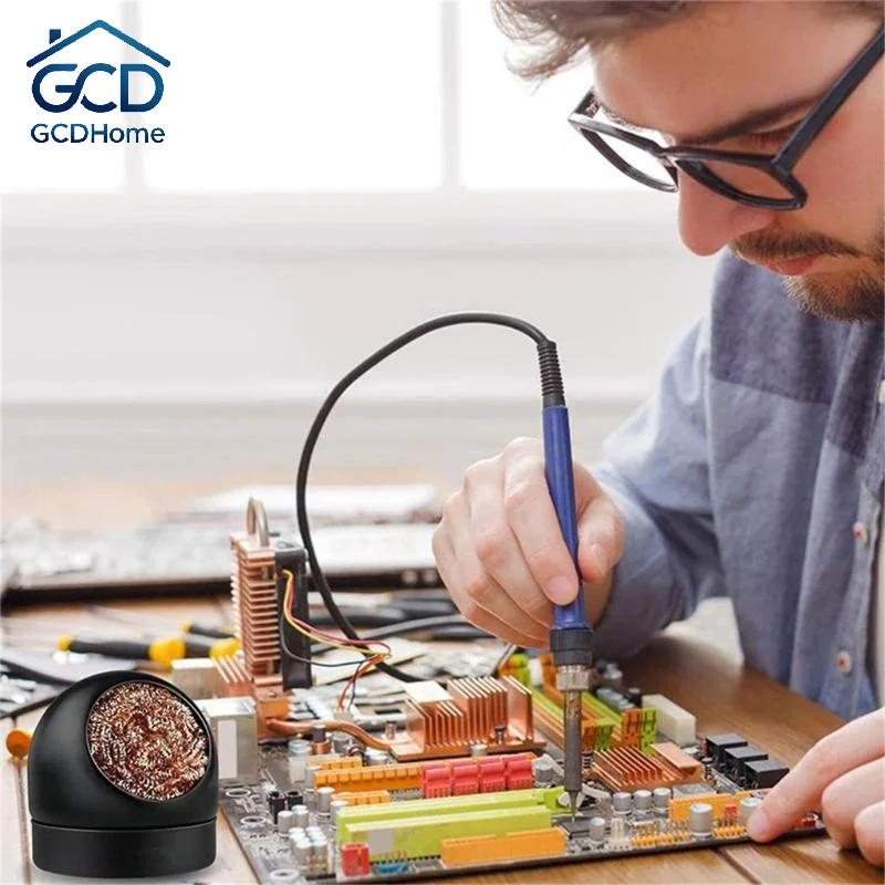 Soldering Iron Tip Cleaning Ball With Copper Coil Sturdy Holder No Water Needed For DIY Electronics Repair Projects