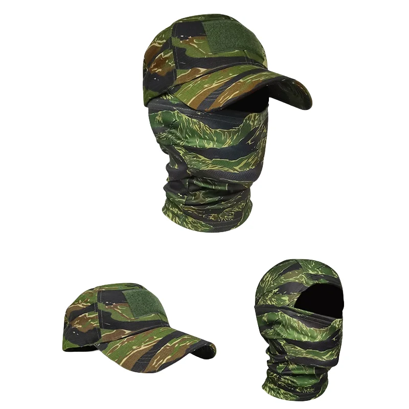 Cycling Tactical Baseball Cap Face Mask Set Balaclava Military Cap For Man Hiking Camping Field Training Hats Set Camouflage