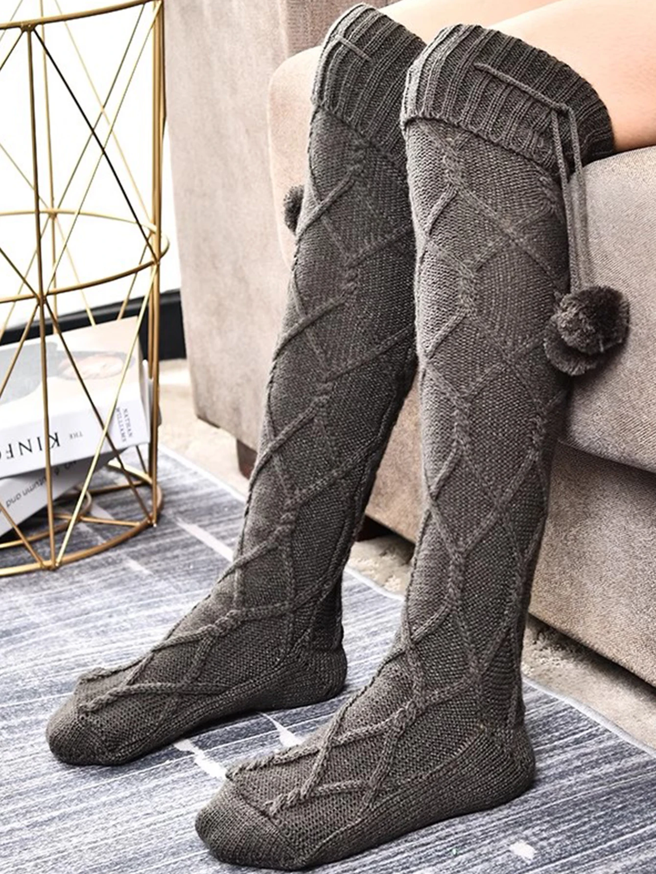 And Winter Knitted Socks Stacked Socks High Tube Over Knee Knitted Socks Wool Over Knee Socks Breathable plus Size Car Outfits