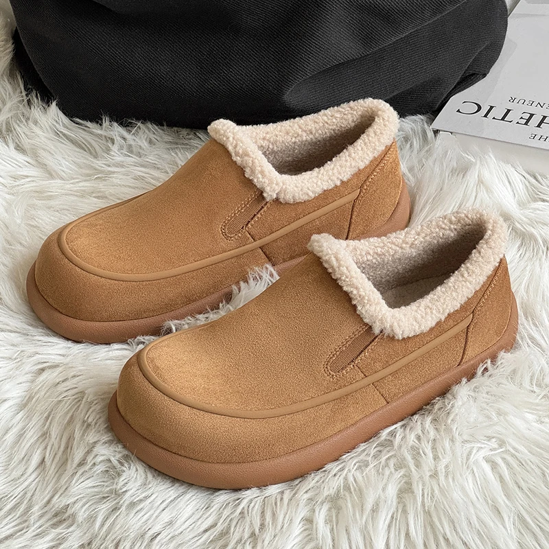 New Winter Boken Men Cotton Shoes with High-end Texture Simple Anti Slip Warm  Casual Suitable for Daily Commuting