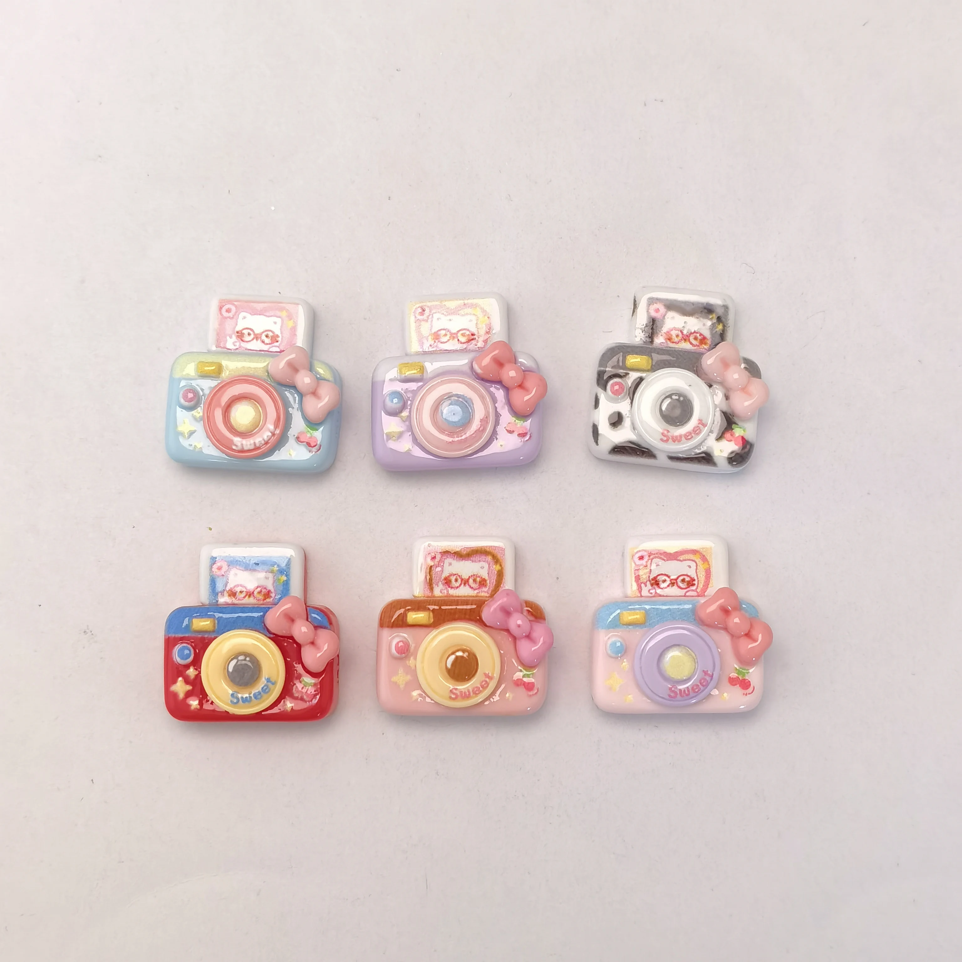 Cartoon Flatback Simulation Bowknot Camera Resin Crafts Cabochon Embellishments Diy Scrapbooking Phone Hair Bow Accessories