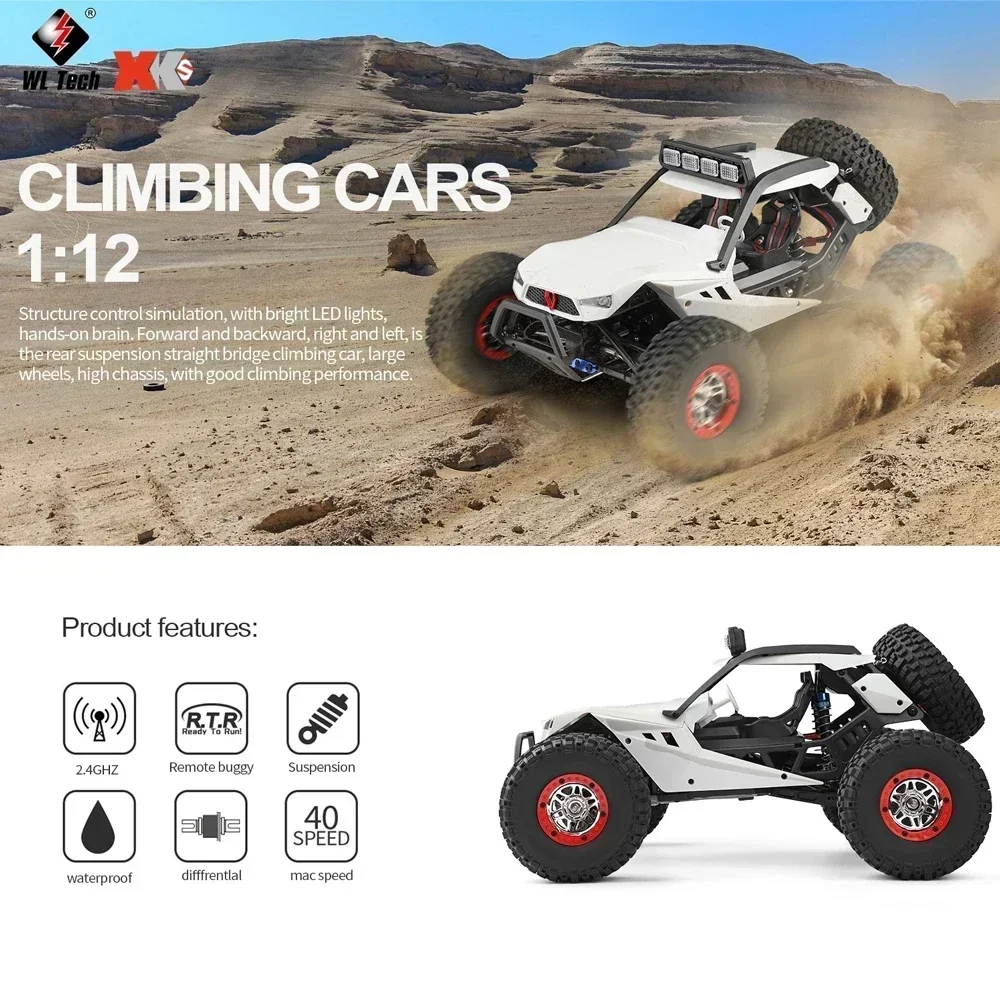 WLtoys mobil Remote kontrol 12402, mainan anak-anak, mobil RC Rock Crawler 104311 12429 1:12, 50km/jam 4WD, mobil kecepatan tinggi, Off-Road, Drift, Remote kontrol